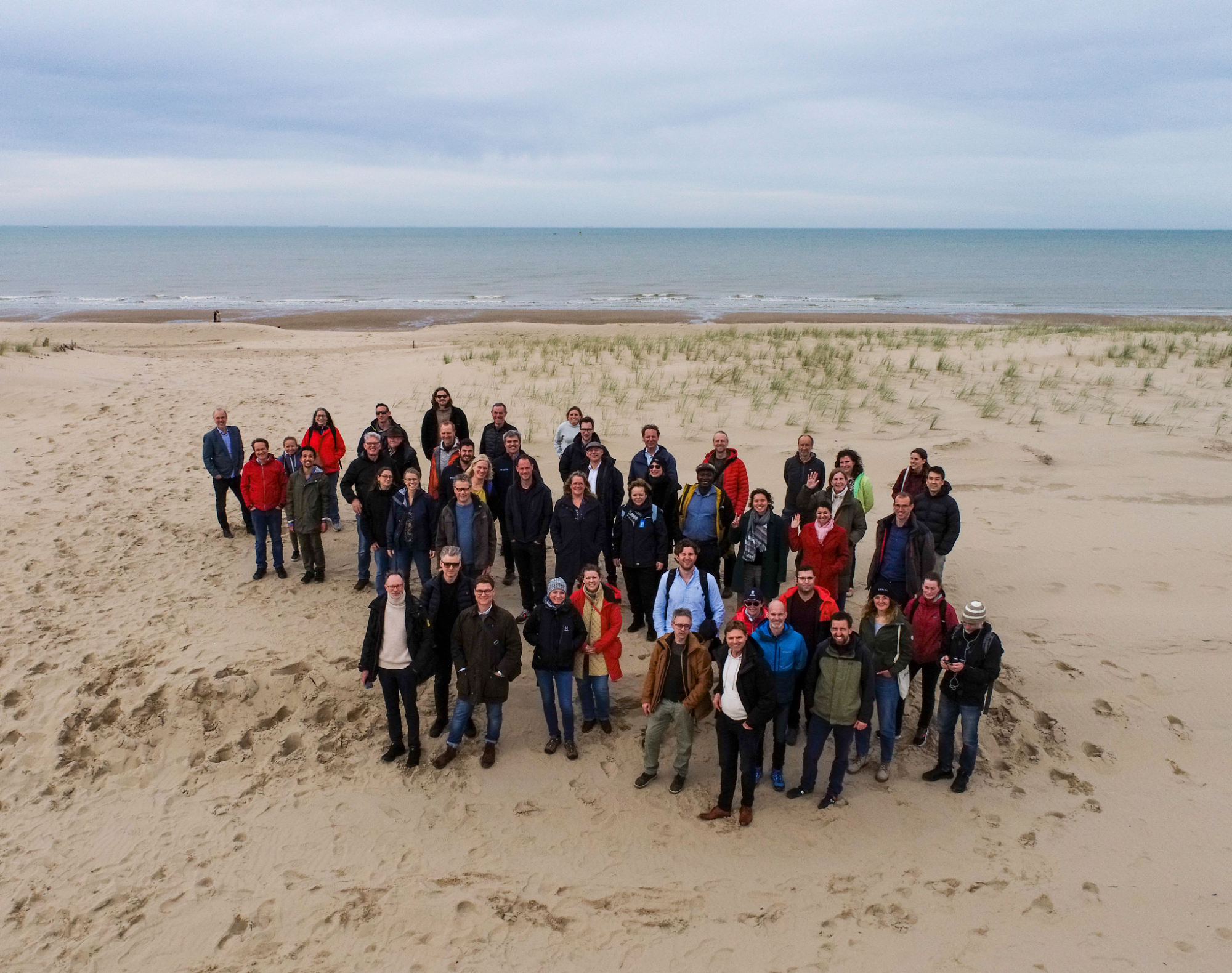 Drone photo group on beach