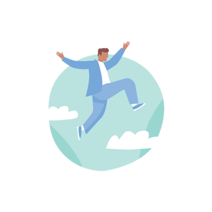 Icon Priority 1 - A man jumps upon clouds