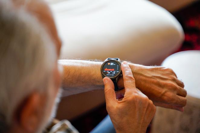 Elderly person with smart watch
