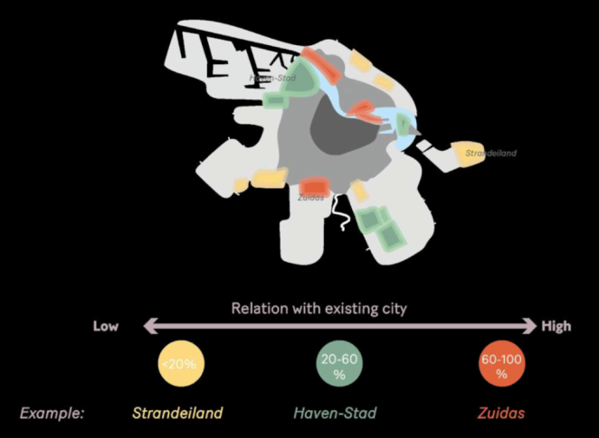 Picture of a  map of Amsterdam analysing the different relation between the hubs