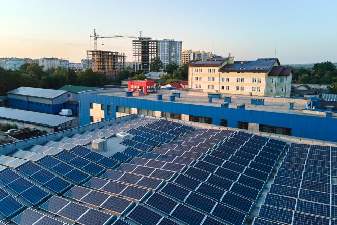 solar power plant on a roof