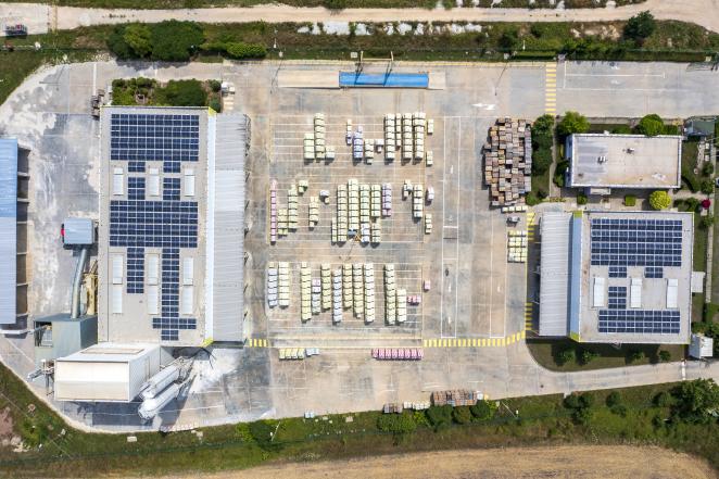 Warehouse with solar panels