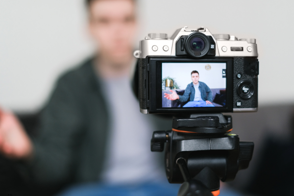 Man talking to camera