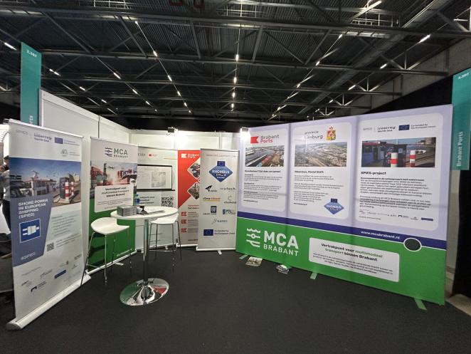 Exhibition wall including the SPIES expo banners