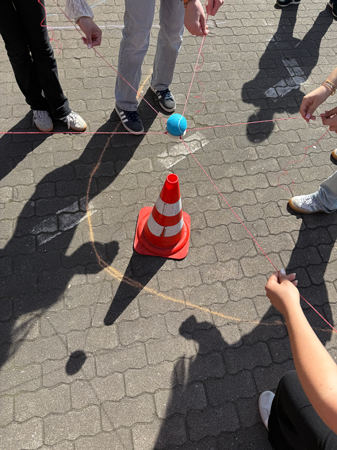 students playing a logistical themed game