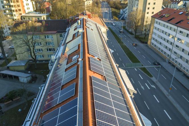 aerial view of solar panels