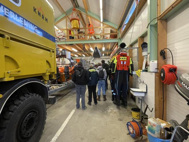 students walking through the lifeboat center