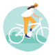 Illustration of a woman cycling.