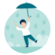 Illustration of a boy holding an umbrella.