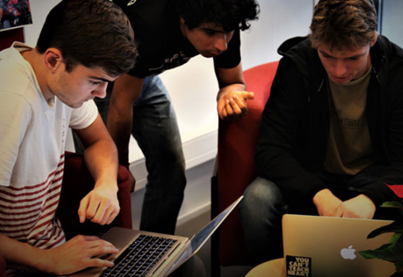 School boys at laptop