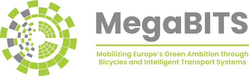 project logo with text saying MegaBITS: Mobilizing Europe's Green Ambition in Bicycles and Intelligent Transport Systems 
