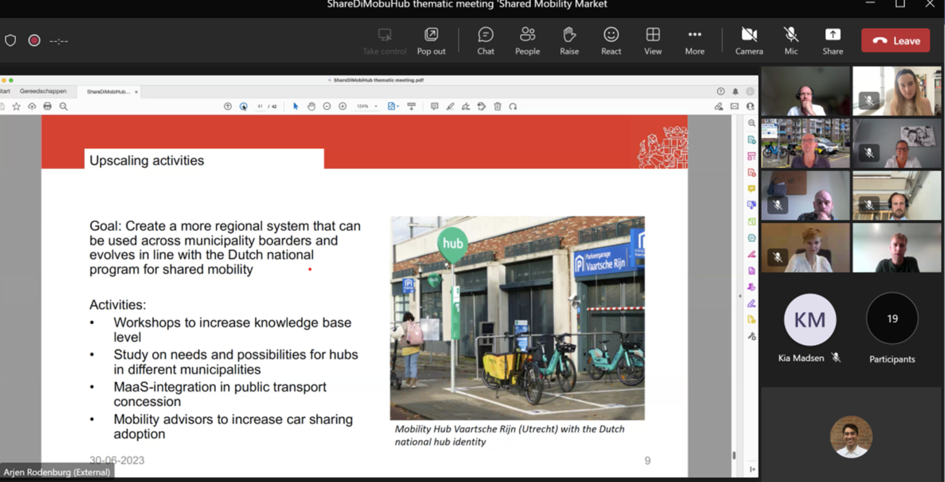 Screenshot of the thematic meeting taken during Utrecht Province presentation