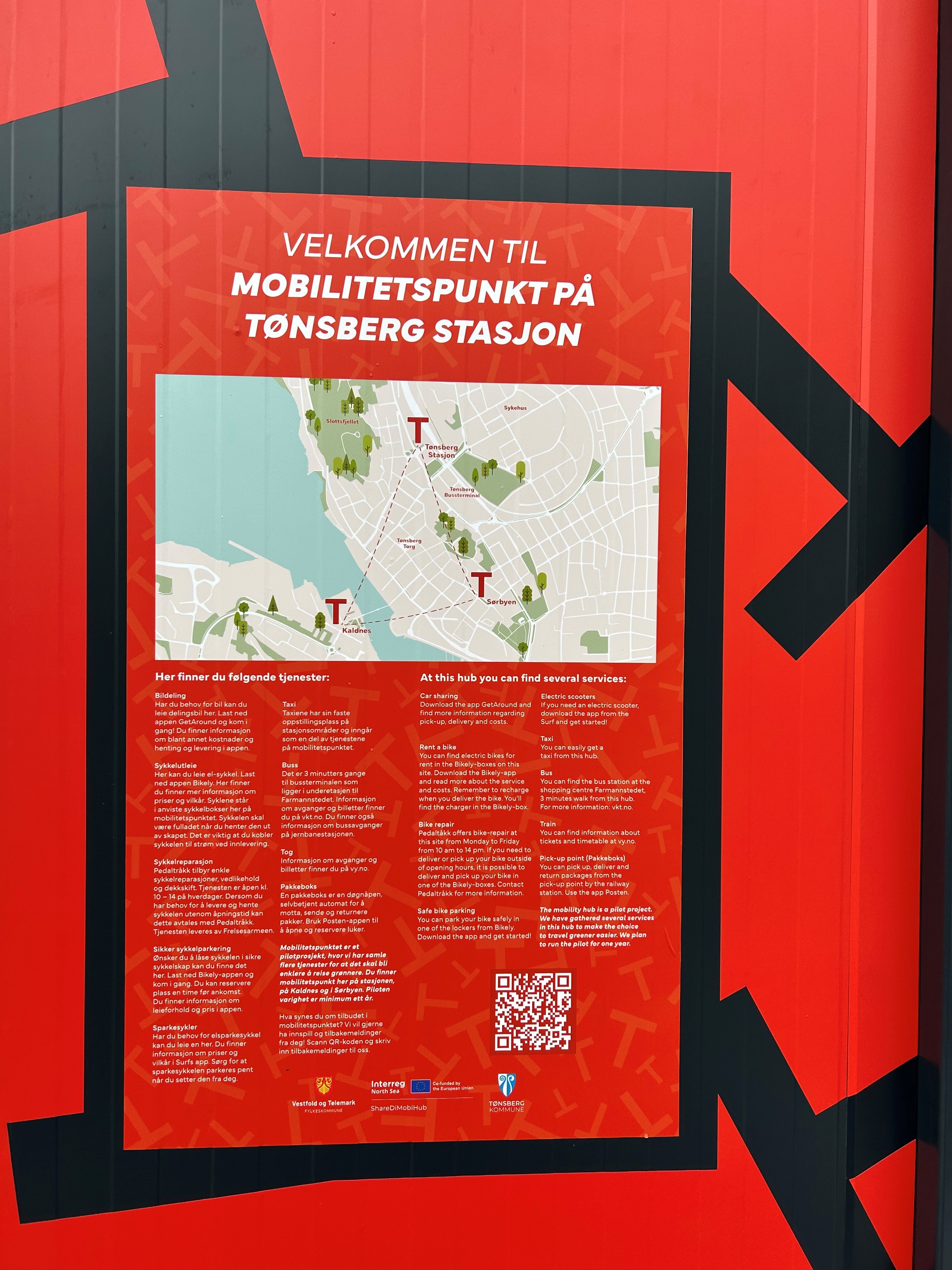 Image of the explanation note on the repairing spot of the shared mobility hub in Tonsberg