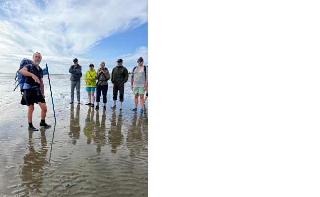 A group of people in the Wadden Sea
