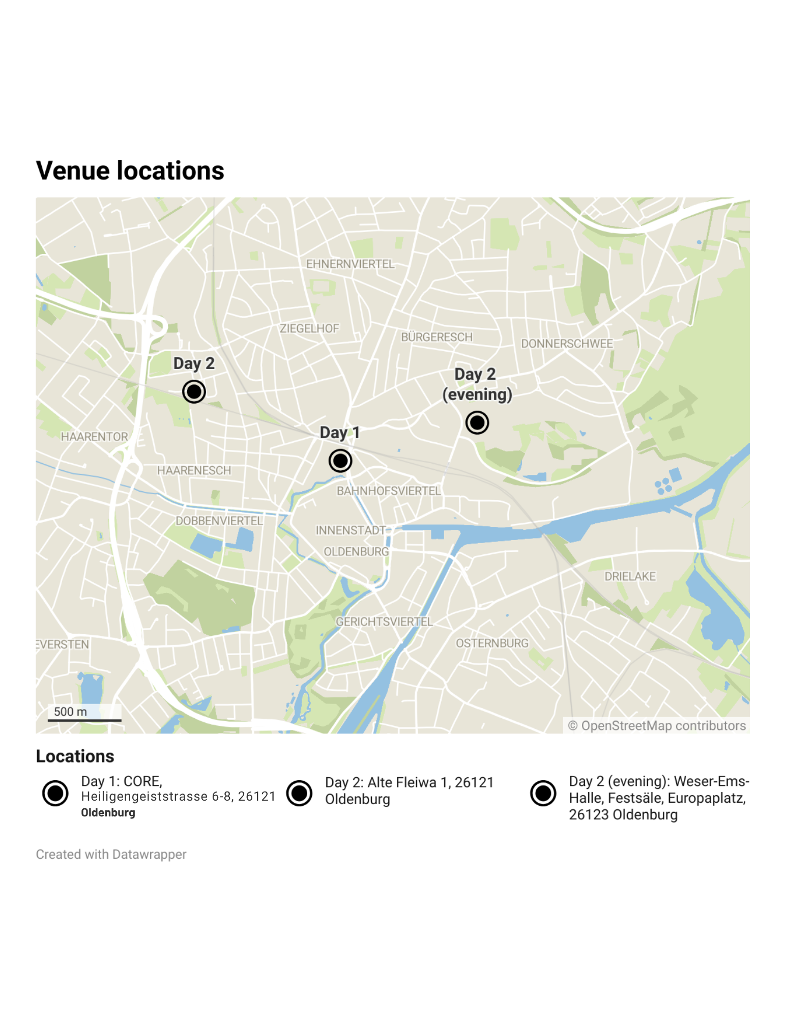 Map showing study visits