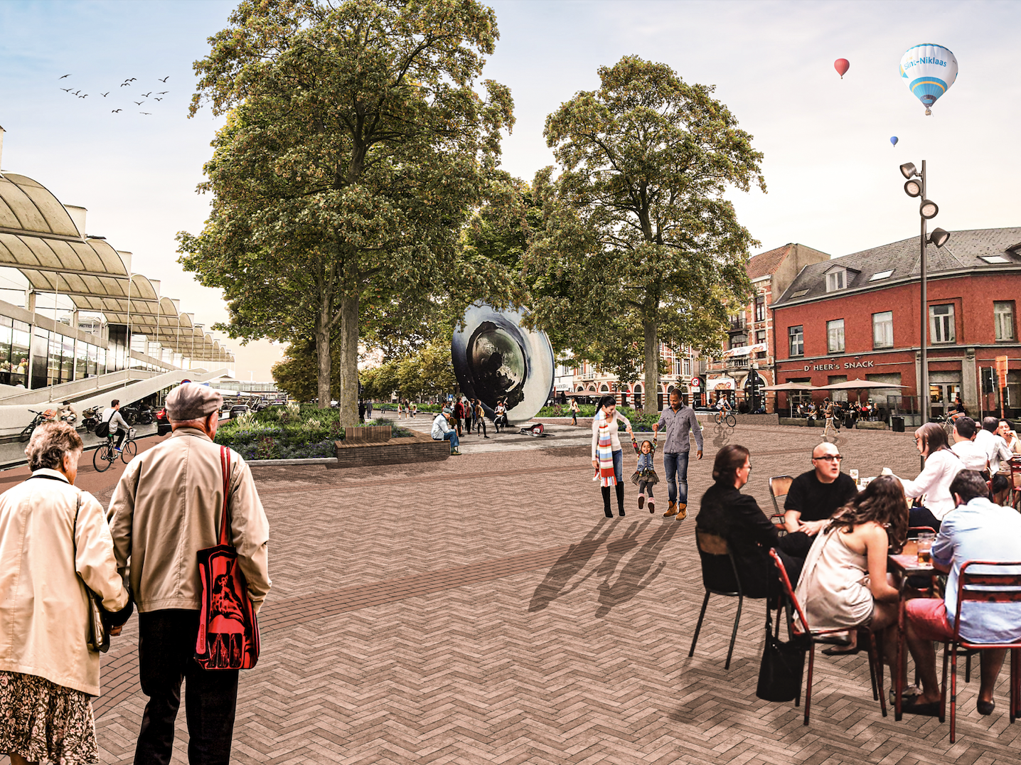 Visualization of the station square in Sint-Niklaas.