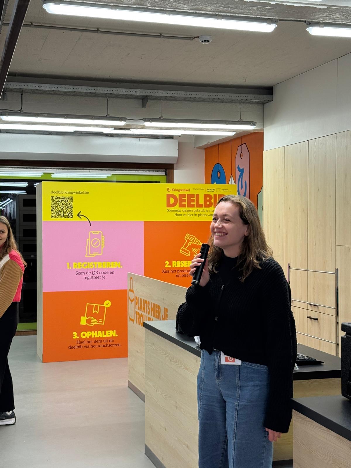 Photo of project leader at launch event