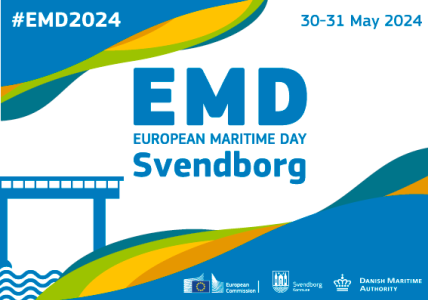 Visual advertising the European Maritime Day. 