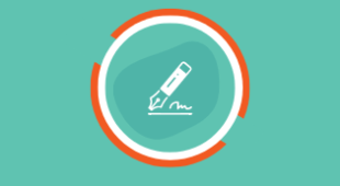 Icon showing a pen writing a signature.