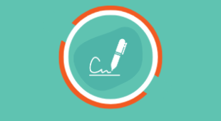 Icon showing a pen and a signature.