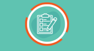 Icon showing a checklist and a pen
