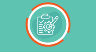 Icon showing a control sheet, a cogwheel, and a pencil.