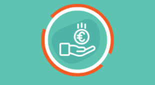 Icon showing a hand held under a Euro coin.