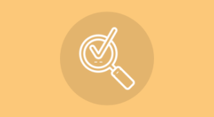 An illustration of a magnifyer and a checkmark.