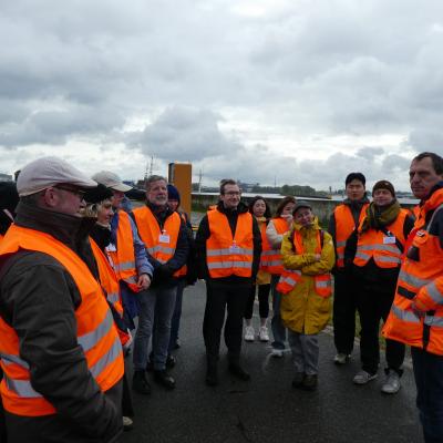 Group of people outside with safety vests