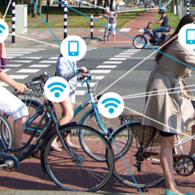 Figure 1: C-ITS can connect cyclists with other road users and infrastructure ©Mobycon
