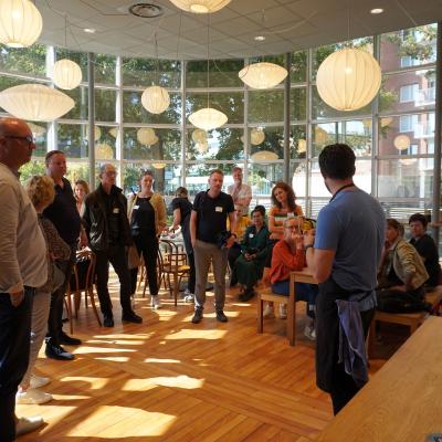 3ST partners listening to the sustainable business model of the restaurant where we had lunch. 