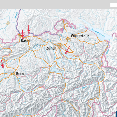 Map from the online portal “info fauna” showing all five entries where Chinese mitten crabs were found in Switzerland since 2000 (accessed on 2025-11-24). © info fauna