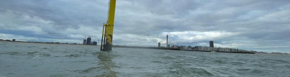 The North Sea with unruly water and clouds