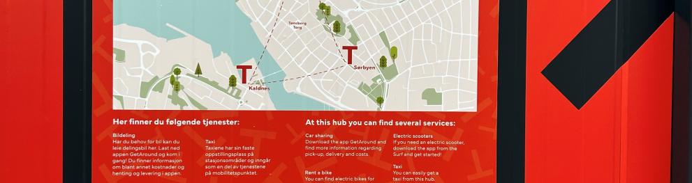 Image of the explanation note on the shelter of the shared mobility hub in Tonsberg