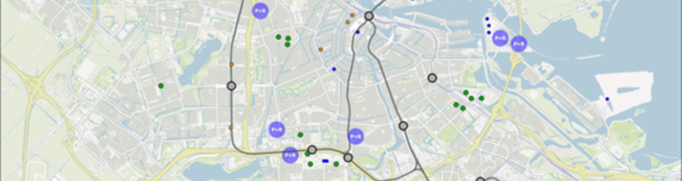 Picture of a map of Amsterdam connecting the different hubs