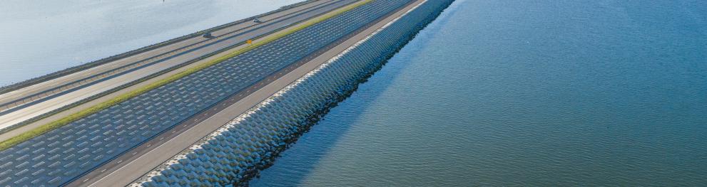 Droneshot photo of the Afsluitdijk