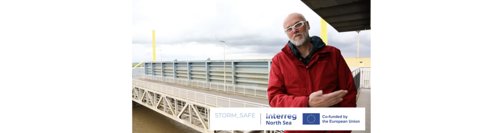 Professor Hermanns in front of the Emsperrwerk