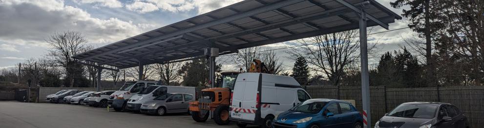 parking lot with solar pannels