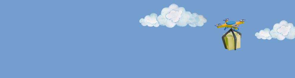 drone with package in the sky