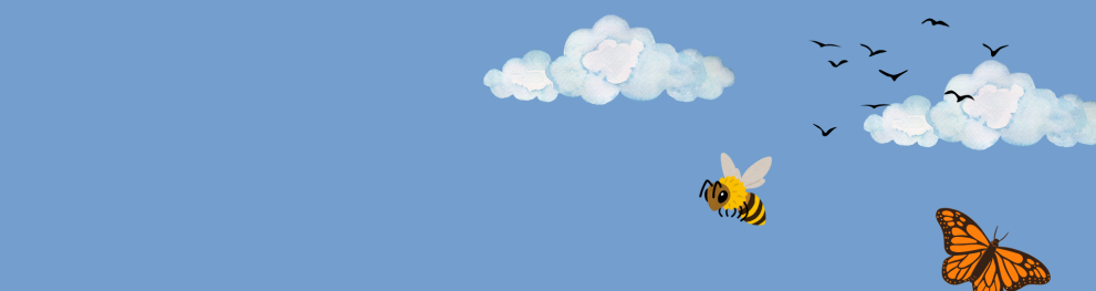 birds, butterfly and bee in the sky