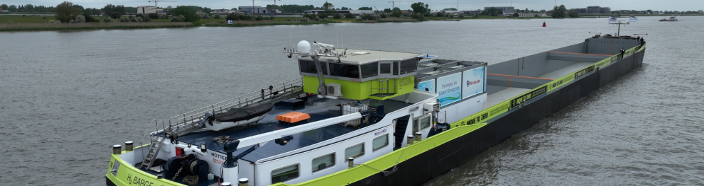 A barge on a river.