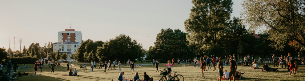 Photo of people in city park