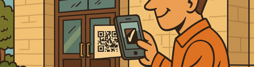 AI image of a man scanning a QR code 